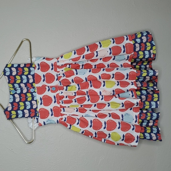 Little Miss Marmalade Apple Print Tiered Dress Size 4 NEW WITH TAGS - Picture 3 of 9